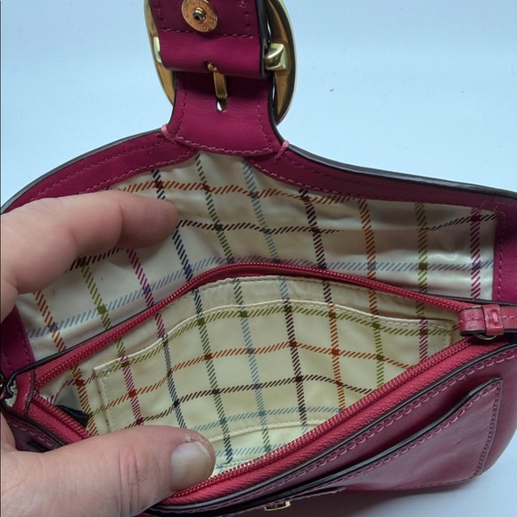 Coach Burgundy Leather Clutch with Gold Buckle - Picture 4 of 4